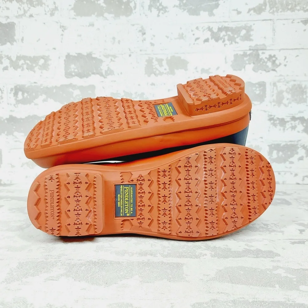 Pendleton Blue Rubber Chelsea Rain Boots with Contrast Orange Soles D520 - Picture 7 of 11